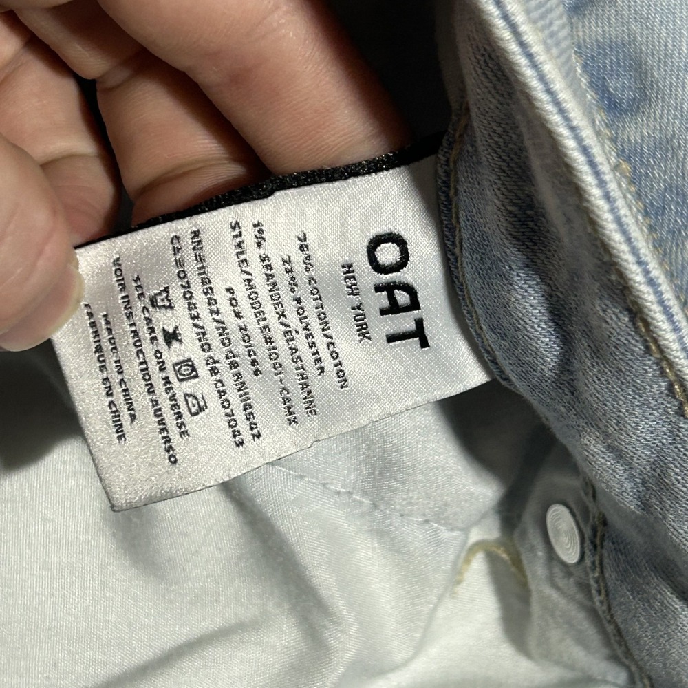 Oat New York Womens 10/30 Pant Blue Light Wash Wide Leg Raw Hem #3891 - Picture 6 of 9